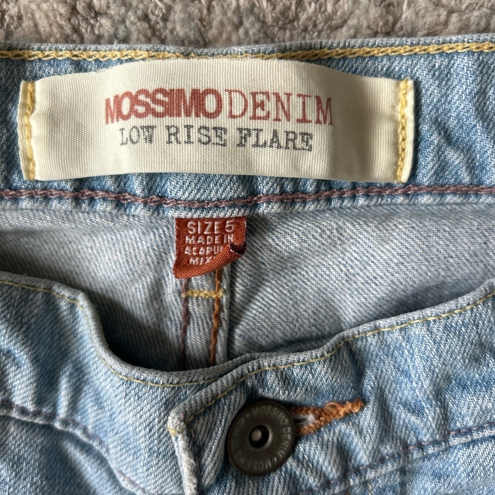 Massimo, low rise, flare, vintage, Y2K trendy, cotton light blue jeans, size 5‌ - Picture 4 of 13